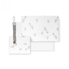 LENZUOLA LETTINO COTONE ELEFANTI CON PORTA CIUCCIO GRIGIO
