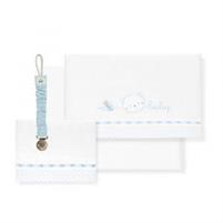 LENZUOLA LETTINO COTONE RICAMATE CON PORTA CIUCCIO AZZURRO