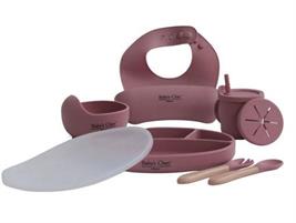 SET PAPPA SILICONE 9 PEZZI ROSA